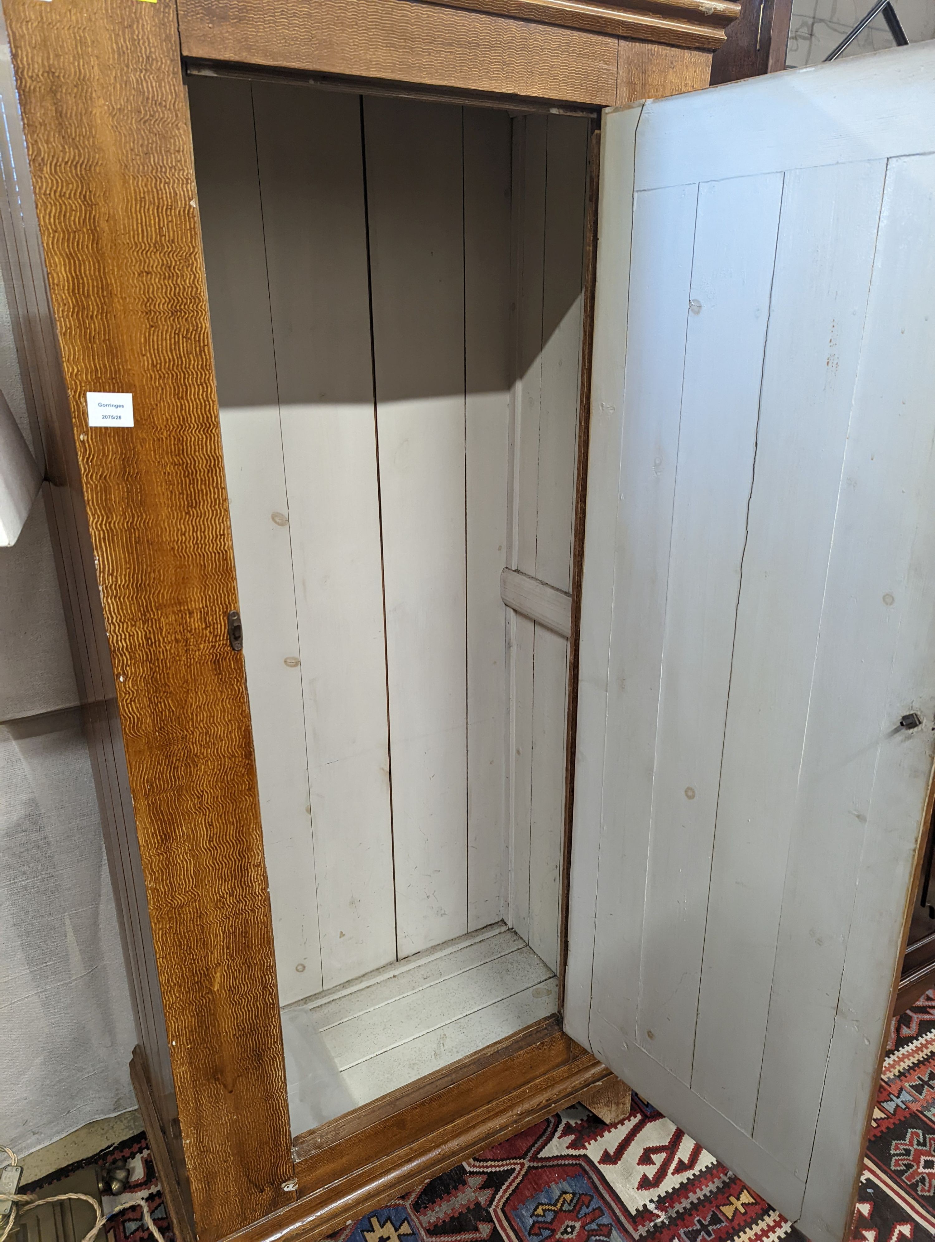 A Victorian painted grain pine hall cupboard, width 84cm, depth 44cm, height 180cm